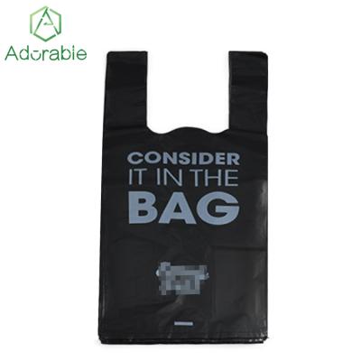 China Handled 100 Biodegradable Shopping Bags With Handle T-shirt Bag Cornstarch Compostable Material for sale