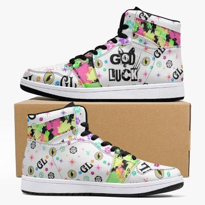 China Cushioning Custom Made Sublimation White A Leather High Top Sneakers Ladies Sport Shoes And Sneakers for sale