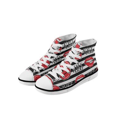 China Lightweight Wholesale Kids White High Top Canvas Shoes Sneakers Custom Pattern Printed Shoes Handsome And Comfortable Shoes for sale