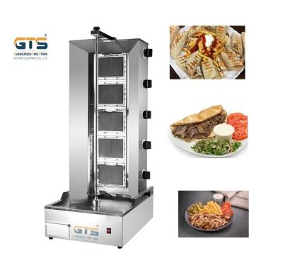 China Commercial Meat Product Machines Gas 5 Burners Shawarma Doner Kebab Chicken Beef Machine Rotary Table Top Tunisia Kuwait Iraq zu verkaufen