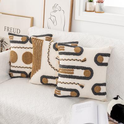 China Cotton Cushion Covers Macrame Boho Pillow Case Sustainable Luxury Woven Plaid Tufted Blanket For Home Decor Sofa for sale