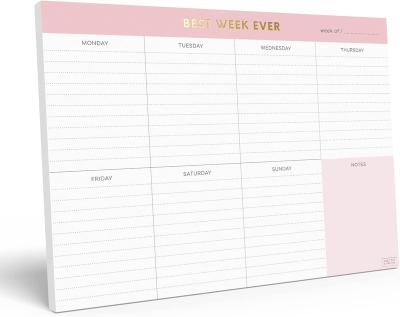 China Loose Leaf The Weekly 2023 To Do List Pad Mint Gold Weekly Planner Notepad With Daily Planner Agenda Places for sale