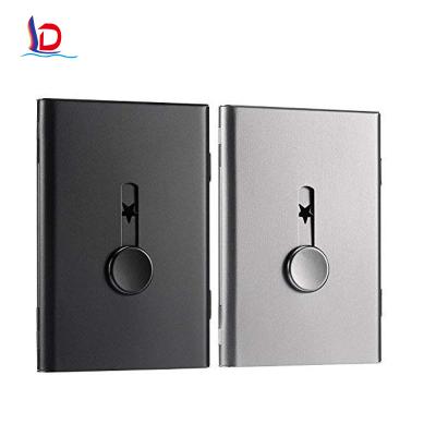 China Printed Business Card Case Thumb-order Business Card Holder Slide Out Stainless Steel Card Holder for sale