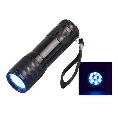 China Mini Size 395nm 9 LED UV Torch UV Flashlight Powered by 3A Alkaline Accumulator IPX4 LED Waterproof Torch for sale