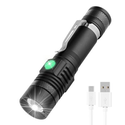 China EDC Zoom Flashlight High Brightness EDC Rechargeable Flashlight, T6 LED, USB Rechargeable, Zoomable Torch, IPX5 Waterproof, Fill Indicator, Long Beam Range for sale