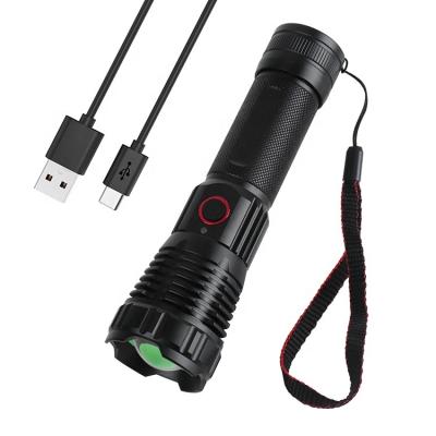 China High Power Zoomable Flashlight High Power XHP50 2000 Type-C Zoomable Long Range LED Beam Fill Lumens Portable Torch 5V Input and Output Flashlight Function for sale