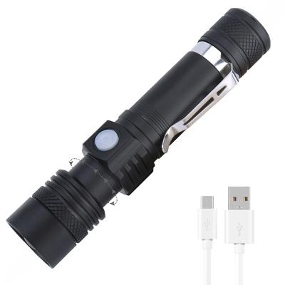 China EDC Zoom Flashlight High Brightness EDC Rechargeable Flashlight T6 Bead USB Rechargeable Torch IPX5 Zoomable Waterproof Charging Indicator Beam Long Range for sale