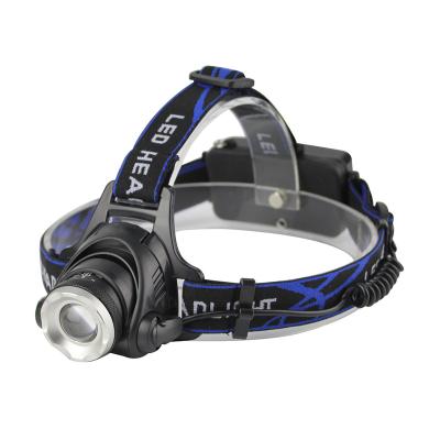 China DC Charging Zoomable Headlight Zoomable T6 LED Rechargeable Headlamp 200 Meters Lighting Distance DC Charging 90 Degree Ignition Angle Adjustable Head Torch for sale