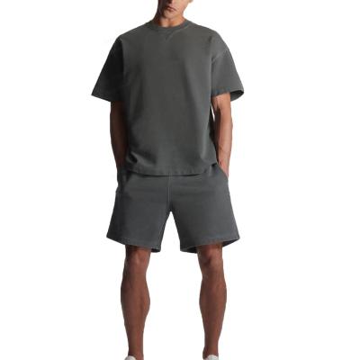 China Manufacturer QUICK DRY Custom Oversize Washed Drop Shoulder Super Soft Cotton High Quality 100% Mens Shorts And T-Shirt Two Piece Set for sale