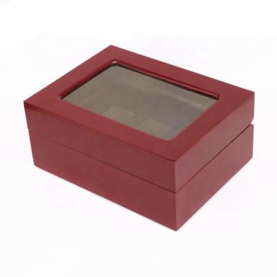 China Hot Selling Cheap Exquisite Red-Brown Wooden Rings Display Ring Boxes Jewelery Rustic Packaging From China for sale