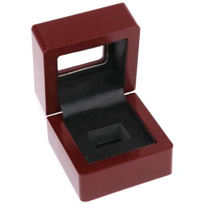 China Factory Wholesale Price Championship Rings Display Wooden Clear Top Slot Display Boxes For Rings Collection for sale