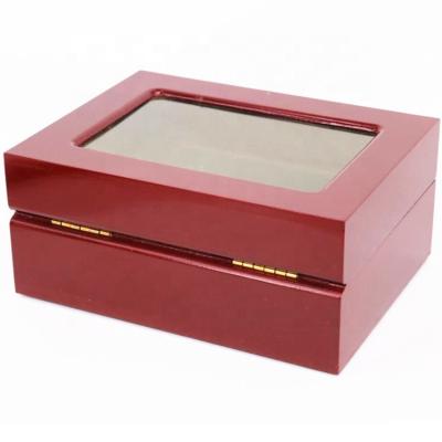 China Factory Wholesale Price Custom Championship Rings Display Rings Six Slots Wooden Clear Top Display Boxes For Rings Collection for sale