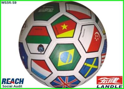 China Official Size Colored Flag Soccer Ball Customized , Smooth Golf Pebble Printing for sale