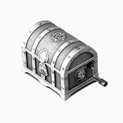 China Unique Zinc Alloy Hand Crank Operated Chest Box Music Box For Birthday Gifts for sale