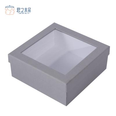 China Recycled Materials Window Square Cosmetic Gift Boxes Transparent Cardboard Paperboard Customized for sale