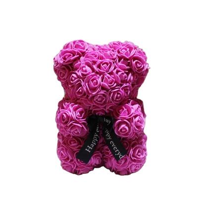 China Hot Sale 25cm Rose Red Small Pe Rose Bear Valentine's Day Gifts for Lovers Rose Bear Artificial Flowers in Gift Box for sale