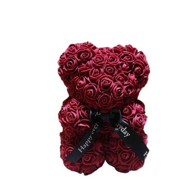 China Pe 25cm PE Rose Bear Handmade Artificial Flower Cute Bears Wedding Home Decorations Birthday Valentines Gift for sale