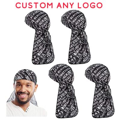 China Logo Color Silk Designer Headbands Custom Made High Quality Warm Silky Durags and Hoods for sale