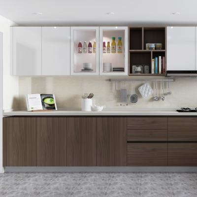 China Wall Mounted White Plywood Kitchen Cabinet with Quartz Countertop Carcass for sale