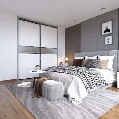 China Factory Matt Grey Modern Sliding Door Wardrobe 180cm E1 Standard Chipboard for sale