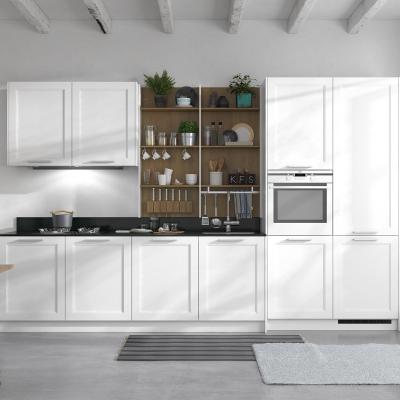 China Island Kitchen Cabinets White Solid Wood Indoor Drawer Basket Equipped Cupboard for sale