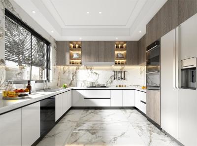 Chine Foshan High Gloss OEM Furniture Modular Lacquer Kitchen Cabinets With Marble à vendre