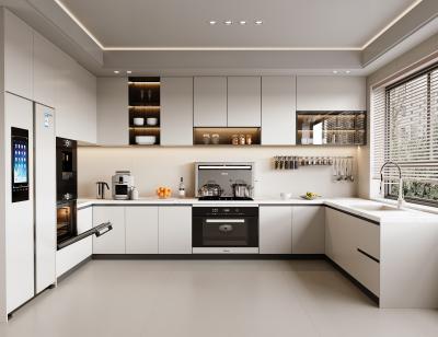 China Melamine Modern Kitchen Cabinet Contemporary Ready Made Cabinets With Sink for sale