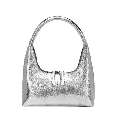 China Korean Top Sense Design Niche Fashion Bag Texture Leather Bag For Silver Cowhide Armpit Bag for sale