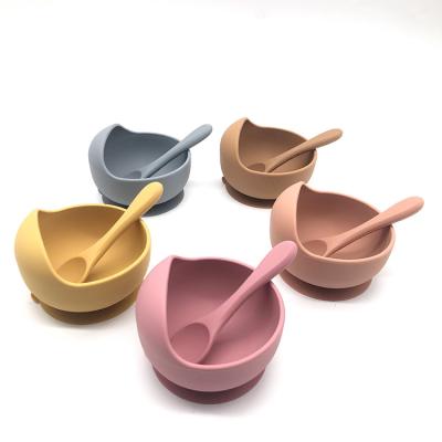 China BPA Free Food Grade Silicone Baby Free Custom Packing Babies Feeding Suction Bowl Set Dish With Spoon for sale