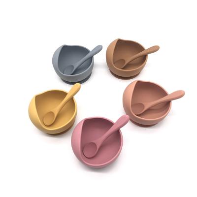 China Hot Selling BPA Free Silicone Safe Baby BPA Free Bowel Feeding Set with Spoon for Kids for sale