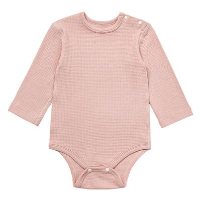 China Unisex Stretch and Soft Fabric Long Sleeve Rose Jacquard Baby Bodysuit for sale