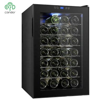 China Commercial Open Custom 28 Bottles Thermoelectric Wine Cooler Refrigerator Cellar Glass Door for sale