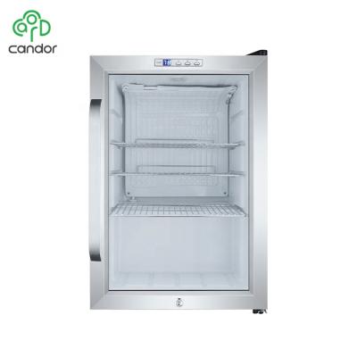 China Freestanding Single-temperature Franchise Stainless Steel Beverage Coolers Professional Electronic Cooled Display Cooler 62L /92 Cans CN; This of GUA JC-62E for sale