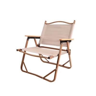 China Modern BEST manufacturers wholesale lightweight aluminum frame high back folding camping chair with armrest wood for sale