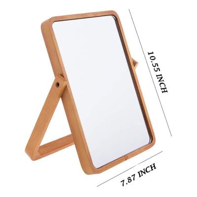 China Minimalist Custom Wooden Mirror Rectangle Makeup Vanity Table Wall Mounted Mirrors For Living Room for sale