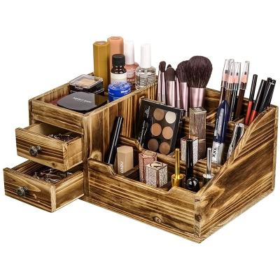 China Wooden Viable Cosmetic Makeup Organizer Desk Organizer and Storage for Bathroom Drawer Storage Box for Home or Office for sale