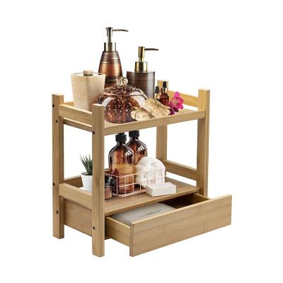 China The Sustainable Multi Purpose Storage Bamboo Makeup Organizer for Household Desktop Skin Care Toiletries Display Rack Shelf for sale