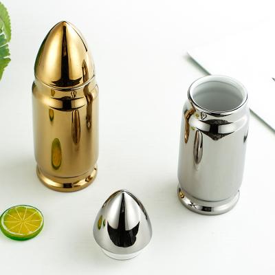 China Hotsale Fashion Personality Bullet Shape Ceramic Mug Viable Unique Creative Ceramic Milk Cup Coffee Mug Gold/Silver for sale