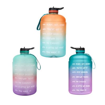 China Time maker. Leak Proof Lid With Straw Hotsale Durable Cheap Motivational Gradient Color With Time Marker And Straw,Empty Mist Spray 1000ml Sports Water Bottle for sale