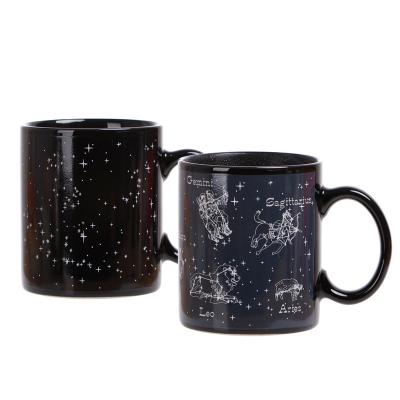 China Hot Sale Custom Viable Heat 12 Reagents Constellation Ceramic Coffee Mug Mugs Promotional Color Changing Mugs Change Magic Sublimat for sale