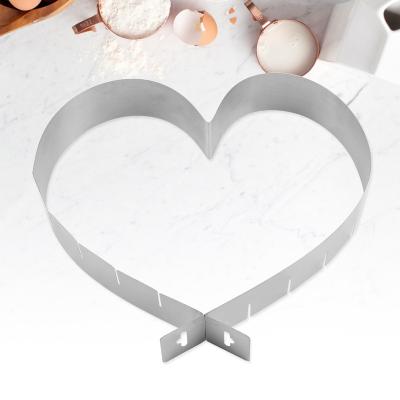 China Durable Stainless Steel Cake Mold Retractable Heart Shaped Home Fonded Cookie Mold Diy Kitchen Baking Tools for sale