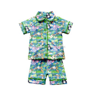 China Wholesale Breathable Short Sleeve And Short Pants Silk Pajamas Set For Kids Pijamas For Boys And Girls for sale