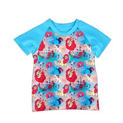 China Cartoon Anti Shrink Raglan T-shirt Handmade Boy Boutique Boy Shirts for sale