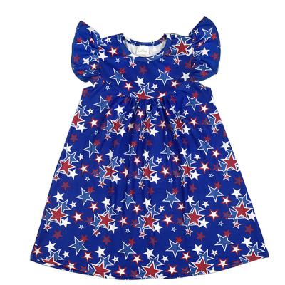 China Anti-static children off shoulder boutique 4th of July Independence Day girl's dress clothes for sale