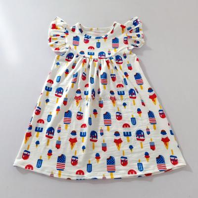 China Latest Anti-Static Hot Sale Girls Princess Baby Dress Kids Dress Designs For The 4th Of July Day for sale