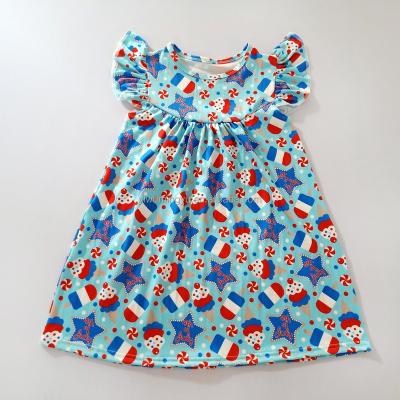 China Anti-static patriotic hand smocked girl's dress for 4th of July for sale