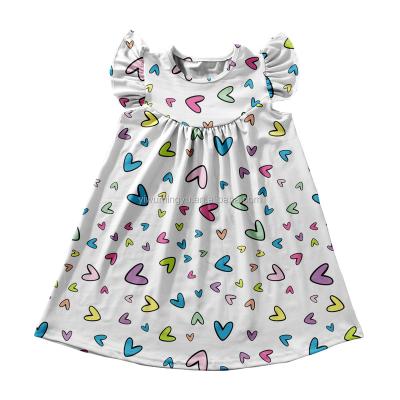 China Fashion Dress Boutique Child Valentine's Day Dress Babies Heart Toddler Autumn Spring Anti-Static Dresses for sale