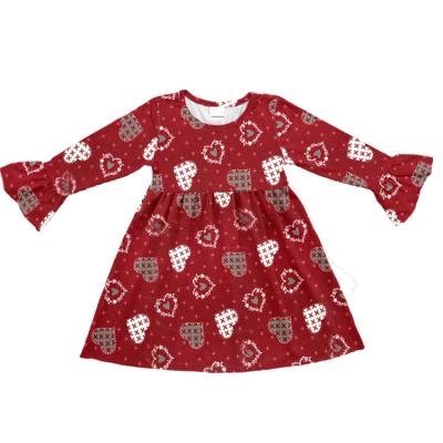 China Anti-static Valentine Baby Girls Heart Print girls dress boutique children's clothing cute kids dress for sale