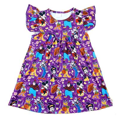 China Anti-static Halloween boutique clothing girl purple pumpkin ghosts dress up fall children's clothing for sale