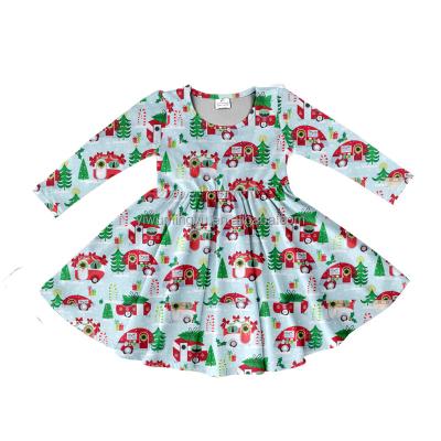 China High Quality Anti-Static Girl Boutique Clothing Gently Milk Silk Children Short Sleeve Wear Children Christmas Twirl Dress for sale